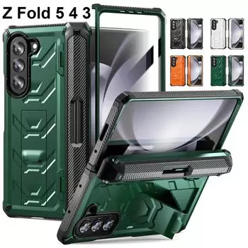 Со слотом для S Pen для Samsung Galaxy Z Fold 5, чехол, шарнирная броня, прочная противоударная подставка, полная защита на 360 градусов, чехол для телефона Fold 4 3 galaxy z fold 5 белый