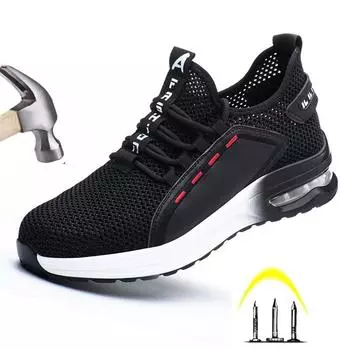 Со стальным носком, новая мужская рабочая защитная обувь, нерушимая обувь Ryder, легкие дышащие, устойчивые к ударам и проколам женские ботинки 40 чёрный