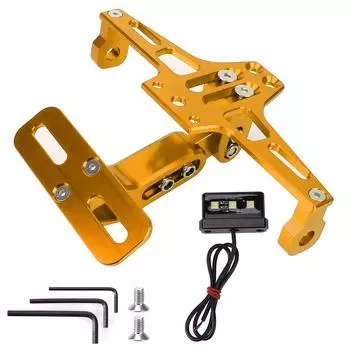 Со светодиодной подсветкой, алюминиевые регулируемые аксессуары для мотоциклов с ЧПУ, держатель номерного знака мотоцикла, рамка, кронштейн для указателя поворота, универсальный красный