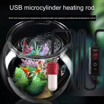 со встроенным термометром нагреватель для аквариума энергосберегающий практичный черепаха мини USB нагревательный стержень белый