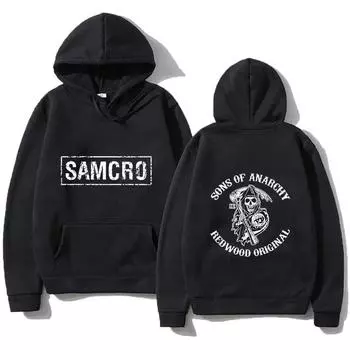 SoA-Sons of Anarchy SAMCRO Графика Толстовка для мужчин Уличная одежда Рок Панк Толстовки Мужские Harajuku Trend Винтаж Большие толстовки S