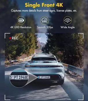 Soam Dash Cam 4K+1080P двухканальный видеорегистратор с GPS WiFi автомобильный видеорегистратор 24H парковочный монитор черный ящик None