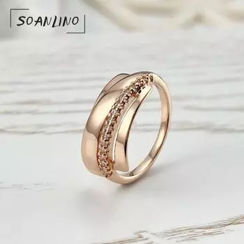 SOANLINO модное индивидуальное мужское и женское кольцо с глянцевым цирконом из розового золота