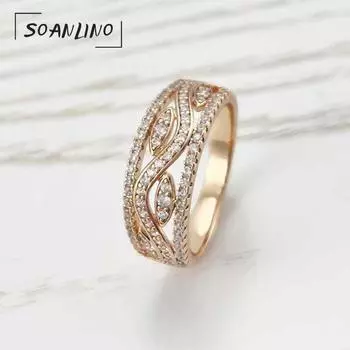 SOANLINO модное кольцо с полым цирконом и гравировкой