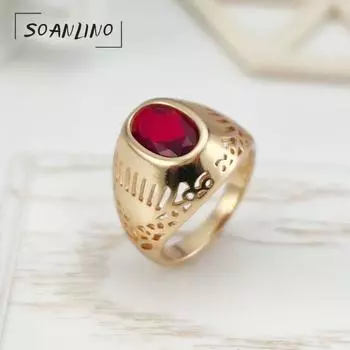 SOANLINO Модное винтажное кольцо с красным цирконом