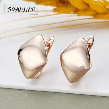 SOANLINO модные индивидуальные полигональные овальные гладкие серьги цвета розового золота