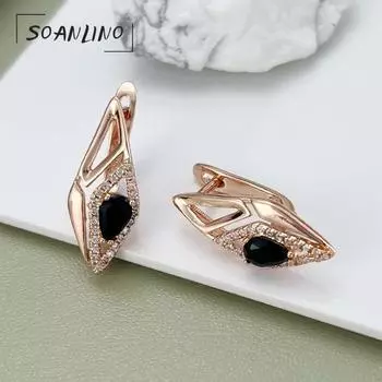 SOANLINO модные серьги из розового золота с цирконом