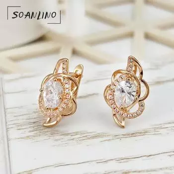 SOANLINO Модные серьги премиум-класса с цветочным цирконом