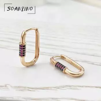 SOANLINO Простые красочные серьги из розового золота