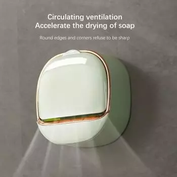 Soap Box Light Luxury Soap Box Drainage Toilet No Punching Shelf Wall Mounted Soap Box With Lid Flip Cover Laundry Home Storage светло-зеленый