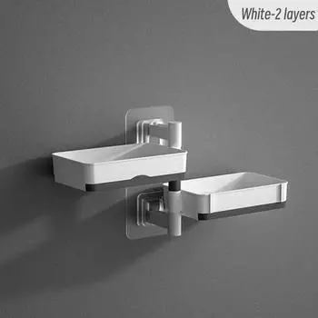 Soap Box No Punching Rotatable 2/3/4 Layers Soap Holder Container Home Wall Mounted Soap Holder Bathroom Storage Box Accessories