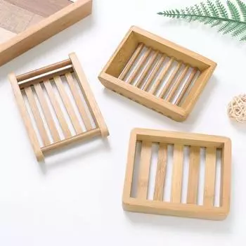 Soap Dish Container Moisture-proof Hardness Bamboo Storage Tray Non-slip Draining Box Kitchen Washroom New product 7