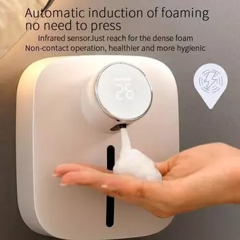 Soap Dispenser Wall-mounted Rechargeable Temperature Display Liquid Soap Dispensers Sensor Foam Hand Sanitizer Machine белый