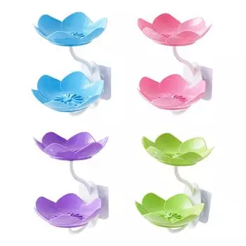 Soap Tray Soap Holder, Kitchen Scrubber Holder, Creative Lotus Soap Dish, Drain Soap Tray for Shower Bathroom Balcony Tubs синий