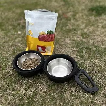 Собачьи миски для кемпинга 2 в 1 из нержавеющей стали для корма и воды для домашних животных