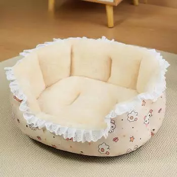 Собачья будка для кошки, зимнее теплое открытое цветочное платье, квадратное гнездо, утолщенное, всесезонное, универсальное гнездо для домашних животных, коврик для сна домашних животных S-