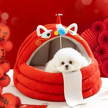 Собачья будка для согрева маленьких собак зимой, кровать для домашних животных на все времена года, съемный и моющийся закрытый домик для сна собак, большая кошачья будка S