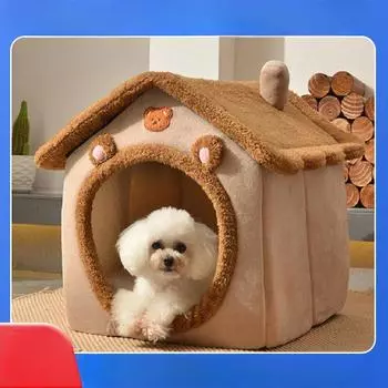 Собачья будка, кошачья будка, домик, все сезоны, обычный зимний сезон, теплая, для маленьких собак, которую можно снять и постирать, коврик для собак, товары для животных S-40*35*33