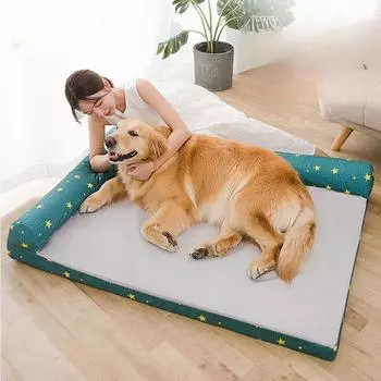 Собачья будка на все времена года, кровать для собак больших пород, съемный и моющийся весенний диван для домашних животных, теплый коврик для собак золотистого ретривера ранней весны L 60*45*15 cm