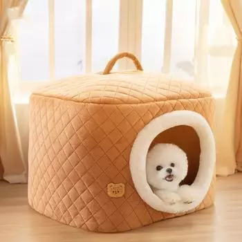 Собачья будка на все времена года съемная и моющаяся зимняя теплая собачья будка для щенков плюшевый собачий домик постельные принадлежности S