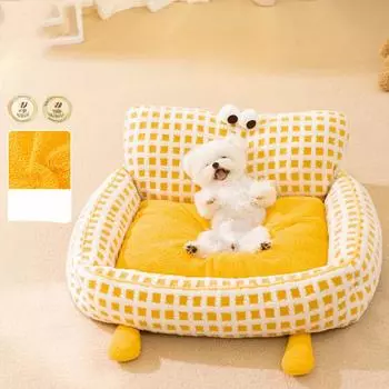 Собачья будка на все времена года съемная и моющаяся антипригарная меховая теплая лежанка для собак для маленьких собак плюшевый диван для щенков S: 45 * 37cm