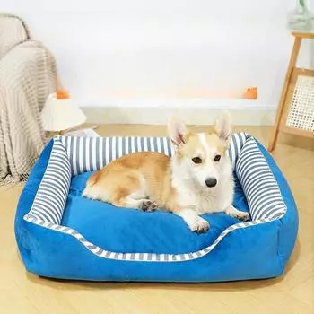 Собачья будка на все времена года, съемная и моющаяся, для больших, средних и маленьких собак, плюшевая теплая будка для собак и кошек, кровать для глубокого сна для собак S 53 * 46 * 15cm