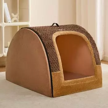 Собачья будка сохраняет тепло зимой, ее можно снять и постирать. Дом для средних и крупных собак, золотистый ретривер, корги. Дом для виллы, товары для домашних животных. M:45*35*30CM