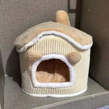 Собачья будка теплая зимой, съемная и моющаяся, собачья будка домика, подходящая для всех сезонов, полузакрытая зимняя будка для маленьких собак 45* 40* 28cm