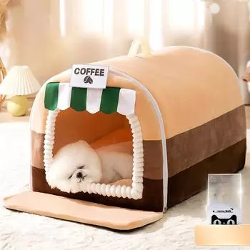 Собачья будка теплая зимой. Закрытая и безопасная собачья будка подходит для любого сезона. Съемный и моющийся зимний коврик для сна для крупных собак. S-35*30*30cm