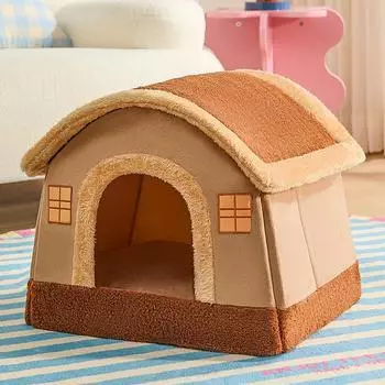 Собачья будка зимой, теплая закрытая палатка для домашних животных, домик для маленьких и средних собак, домик для кошек, может быть отсоединена и универсальна для всех сезонов M: 46 * 36 * 40cm
