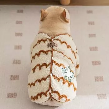 Собачья одежда из овечьей шерсти теплая зимой, волнистые полоски можно тащить, двуногие пуховики, одежда для питомцев S (recommended weight 3-3.5 kg)