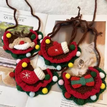 Собачья вечеринка, рождественские носки, перчатки, шарф с изображением лося, Санта-Клаус, шарф с изображением кошки, аксессуары для щенков, товары для животных, уход за собаками one size