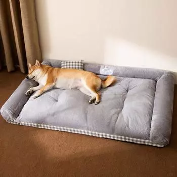 Собачий диван-будка, большая собачья кровать, золотистый мех, можно разобрать и постирать, ограждение, коврик для собак, будка для домашних животных, четыре сезона, универсальная M: 60 * 50cm