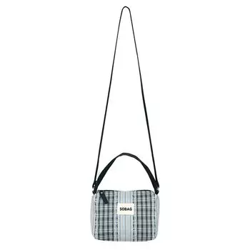 Sobag Summer Blue Plaid Stripe Canvas Shoulder Messenger Bag Women Japan fashion Ins Casual Cute Carrying Small Bag Blue