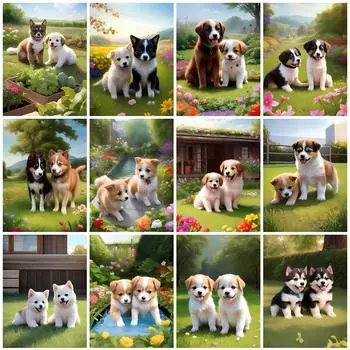 Собака Алмазная Мозаика Животные Стразы Картина Вышивка Полный Квадрат Круглый Алмаз Картина Украшение Стены Full Round 20x30CM