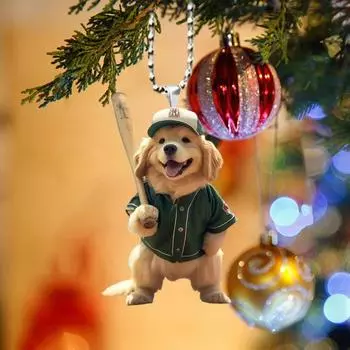 Собака бейсбола акриловое подвесное украшение для дома в помещении рождественская елка зеркало заднего вида автомобиля 2D плоский щенок подвесное украшение мультяшное животное кулон Dog
