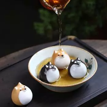 Собака Чай Домашнее Животное Поделки Кунг-фу Скульптура для Любителей Чая Меняющий Цвет Декор для Чайного Подноса жёлтый