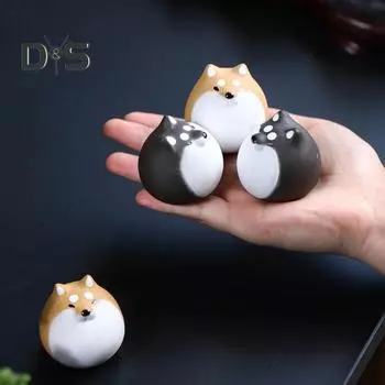 Собака Чай Домашнее животное Поделки Кунг-фу Скульптура для любителей чая Цветной чайный поднос Декор Диспенсер для воды Горячая вода Декоративное украшение жёлтый