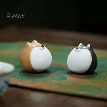 Собака Чай Домашнее животное Поделки Кунг-фу Скульптура для любителей чая Цветной чайный поднос Декор Диспенсер для воды Горячая вода Декоративное украшение жёлтый