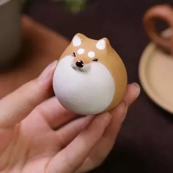Собака Чай Домашнее Животное Поделки Кунг-фу Скульптура для Любителей Чая Меняющий Цвет Декор для Чайного Подноса жёлтый