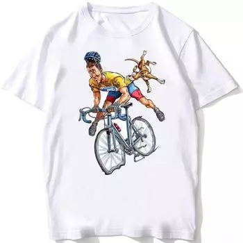 Собака гналась за мной на велосипеде и укусила меня за задницу Футболка с рисунком из мультфильма Велосипедная футболка с фиксированной передачей Женская футболка унисекс в стиле хип-хоп для мальчиков Повседневные футболки 4XL белый