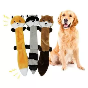 Собака Кошка Щенок Милая белка Енот Плюшевая кукла Писклявая жевательная игрушка для игры в укус жёлтый