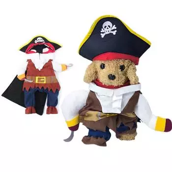Собака Косплей Пиратская Одежда Забавный Хэллоуин Костюм Питомца Для Маленьких Средних Собак Кошка Творческая Новинка Щенок Котенок Мопс Куртка Пальто S