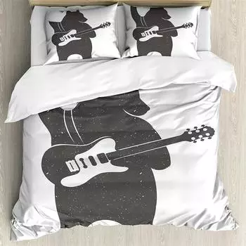 Собака медведь гитара 3 шт постельное белье комплект 3D цифровая печать индивидуальный пододеяльник комплект домашний королева король одеяло наволочка EU single(135x200cm)&set