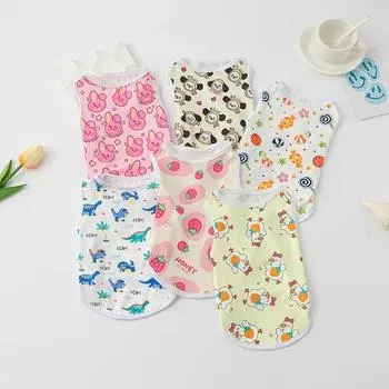 Собака новый покрой мультяшный принт жилет вентилируемый питомец собака футболка щенок брендовая рубашка французский бульдог чихуахуа маленькая средняя собака одежда S