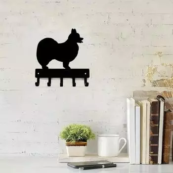 Собака папильон - Крючки для ключей и держатель для брелока - Маленький настенный крючок шириной 6 дюймов Аксессуары для ванной комнаты Держатель для ключей в прихожей чёрный