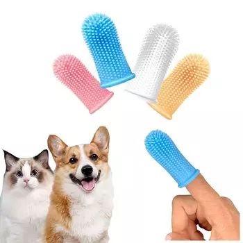 Собака Pet Dog Pet Finger Finger Cat Finger Dog Mouth Для кошек и маленьких средних больших домашних животных Набор из 4 оранжевых розовых зубных щеток, зубная щетка, зубная щетка,