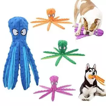 Собака пищащий осьминог без набивки плюшевая звуковая жевательная игрушка для маленьких и средних собак None фиолетовый