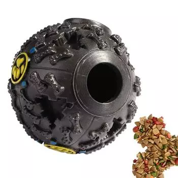 Собака Протекающий Мяч Питомец Писклявый Пищалка Держатель для Угощения Жевать Крякать Звук чёрный