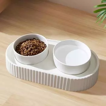 Собака Римская колонна Керамическая двойная миска для кошек Миска для питьевой воды для кошек Противоударная миска для собак Высокая миска для собак Принадлежности 33.5*19.8*8.8cm